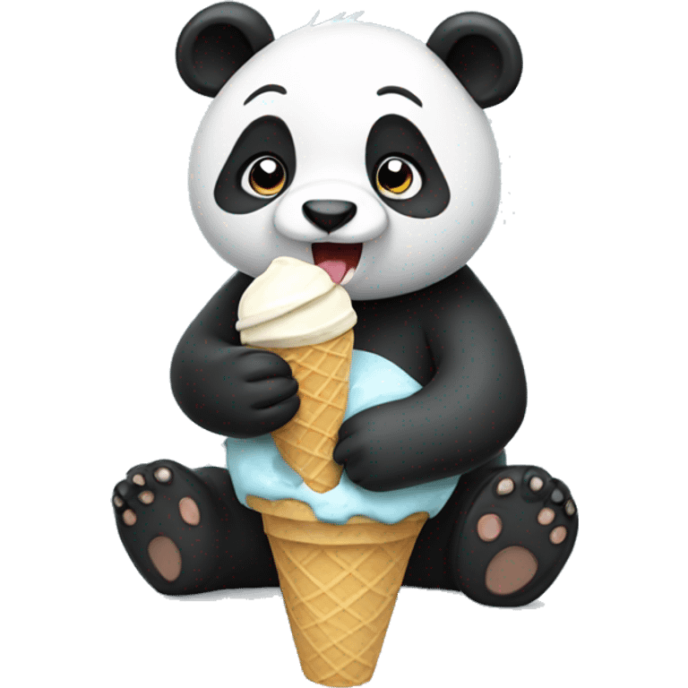 Panda eating ice cream emoji