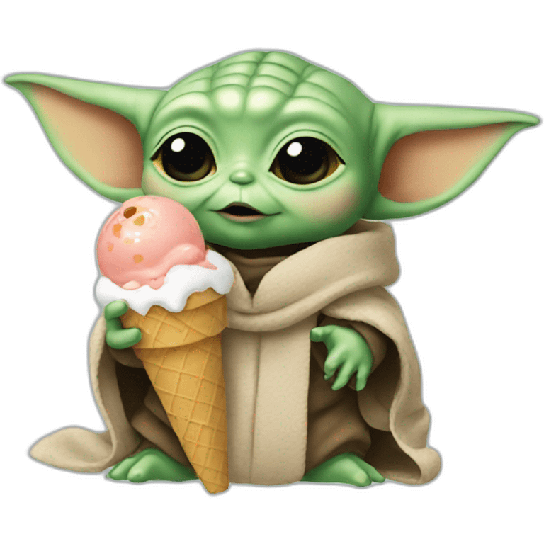 Baby yoda eating ice cream emoji