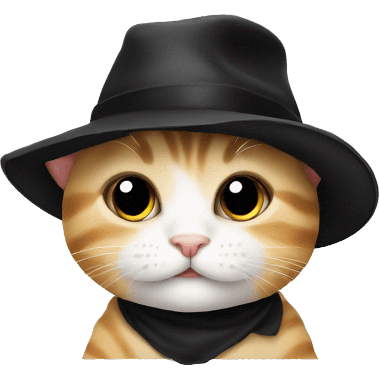 A baby cat whit a black hat emoji