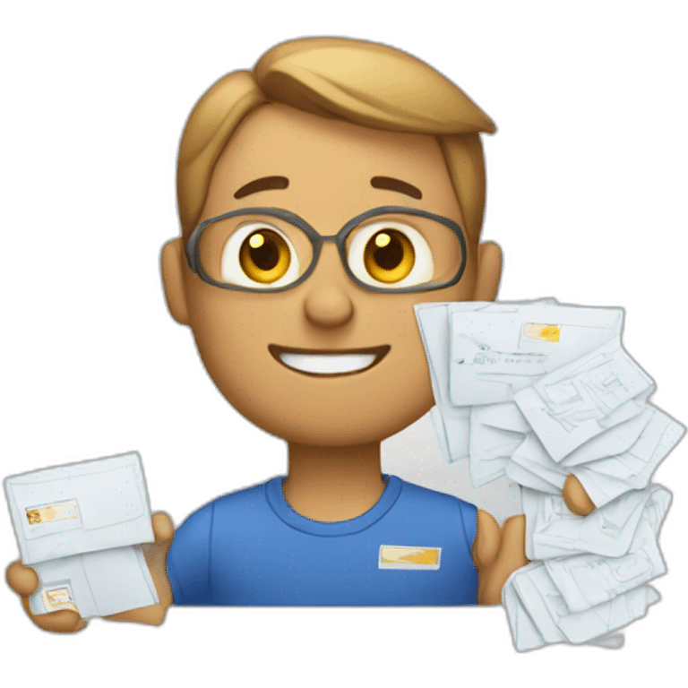 Man with postal letters emoji