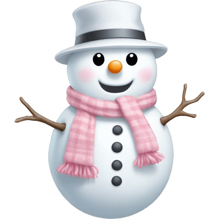 Cute white and light pink snowman emoji