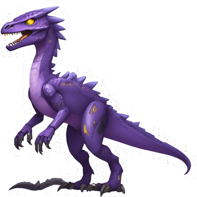  Edgy Purple Yellow Digimon-Fakemon-Velociraptor-Dragon-Mecha full body emoji