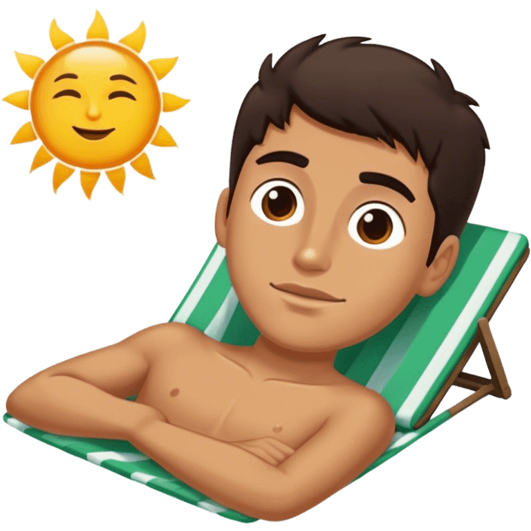 Dark haired guy laying in the sun in Mexico emoji