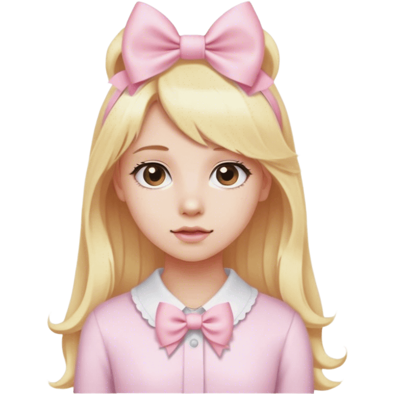 Blonde with light pink hairbow emoji