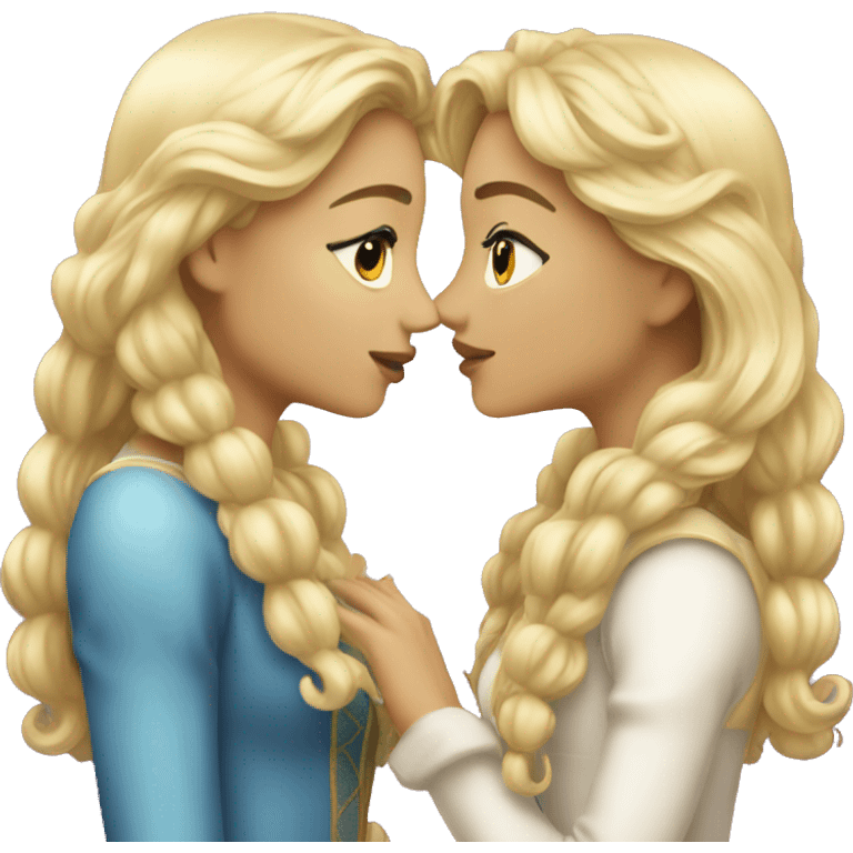 2 women princesses couple blonde kiss emoji