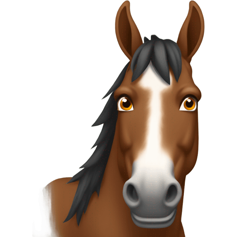 Bay horse scared of mini donkeys  emoji