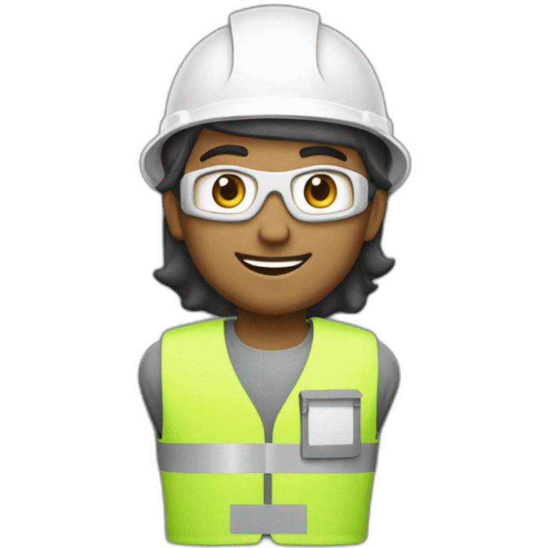 Arab electrical engineer with white helmet and phosphorescent protection vest emoji