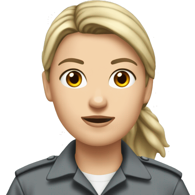 White Female correctional officer wearing grey Indiana department of corrections uniform using oc spray  emoji