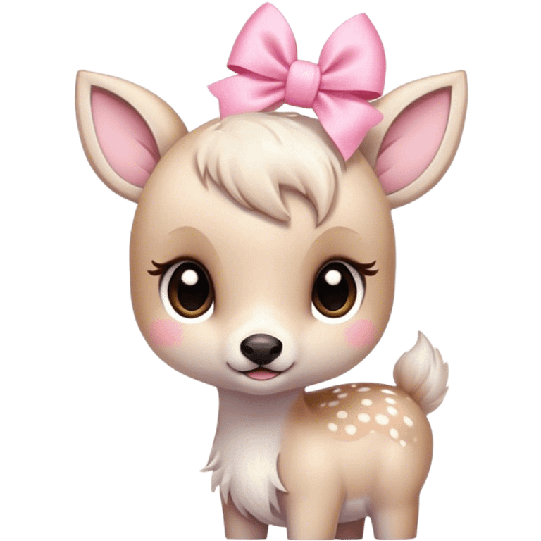 White fawn with a pink pastel bow  emoji