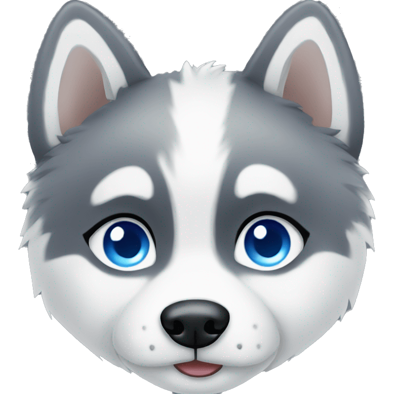 Husky with blue eyes fluffy emoji