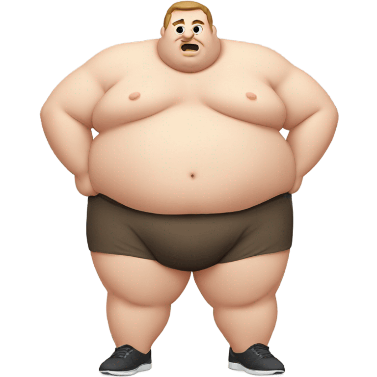 fat white guy shirtless doing sit-ups emoji