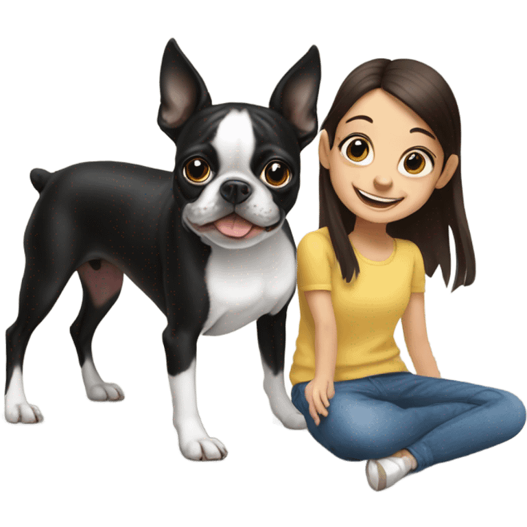 Boston terrier with girl emoji