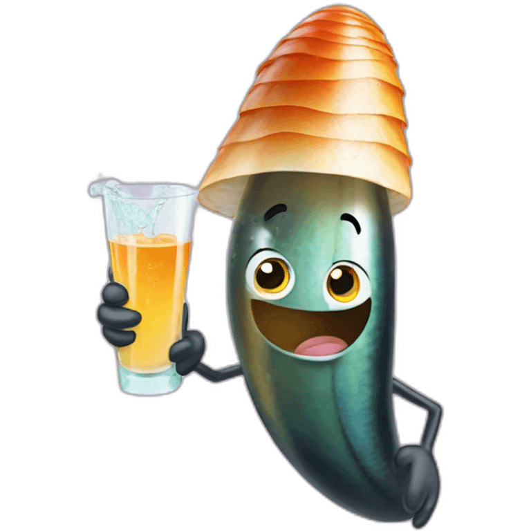 Mussel holding a spritz emoji