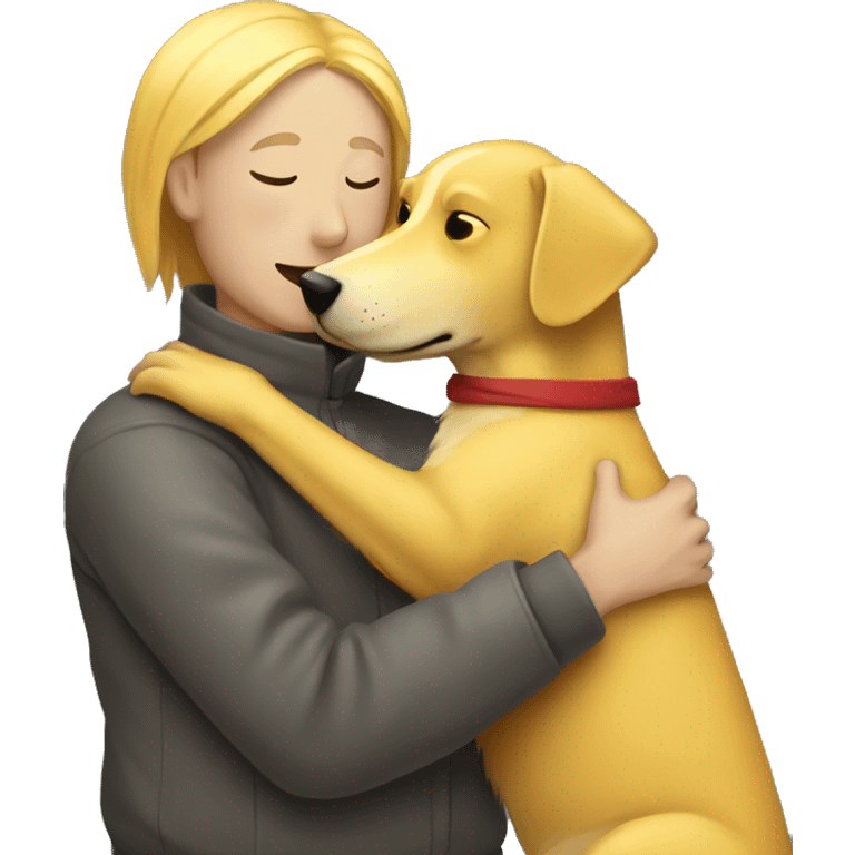 Yellow dog hugging a person emoji