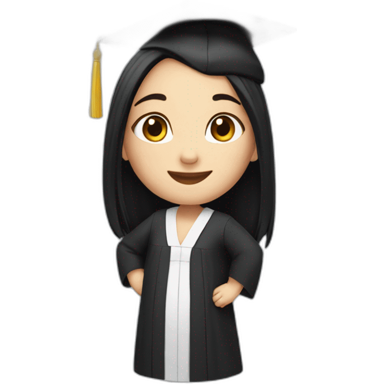 Chubby girl black long hair pretty law graduate cheerful emoji