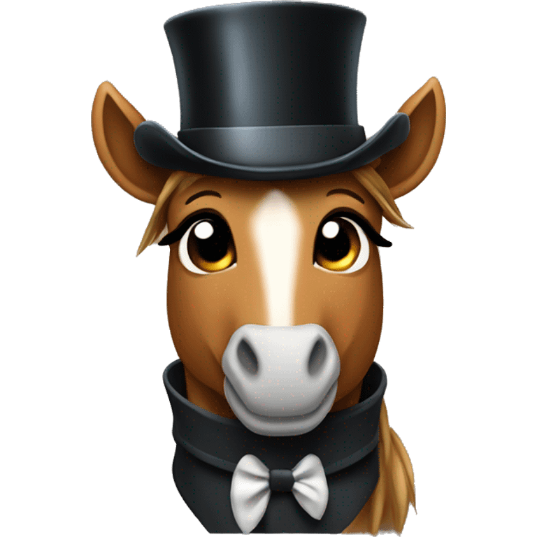 horse thats very cute weaing a top hat emoji