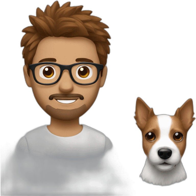 Man with brown spiky hair eñwith glasses with jack russell terrier dog emoji