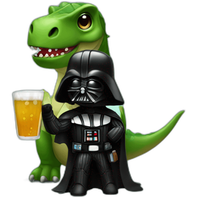 Dark vador drinking with a dinosaur emoji