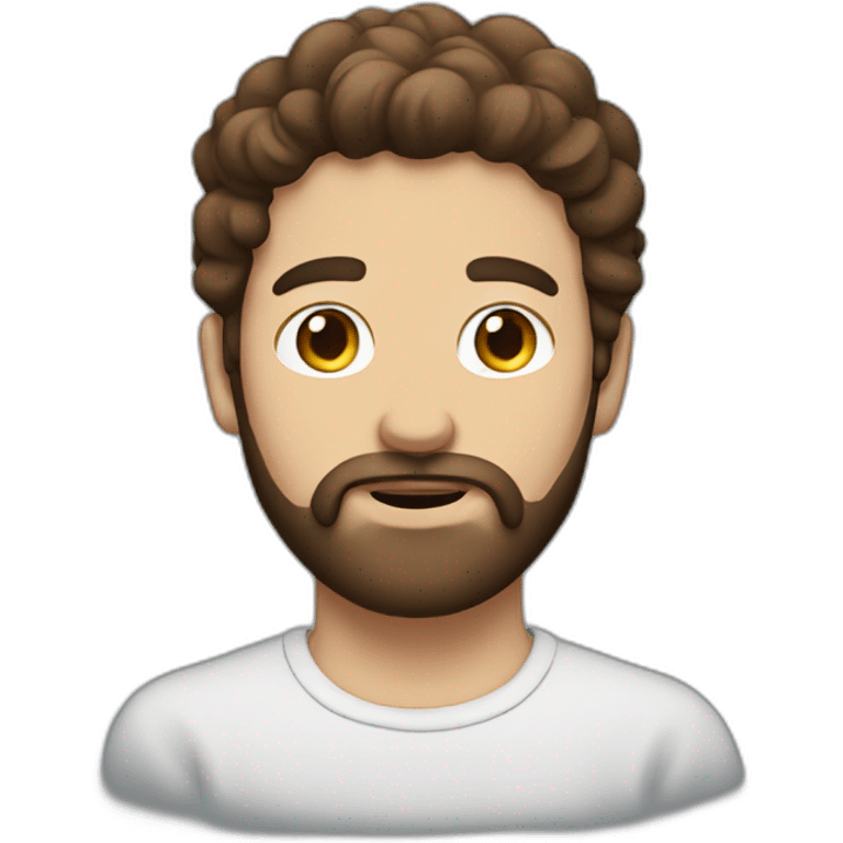 A Man with brown hair a Beard and a cloud in front of his face emoji