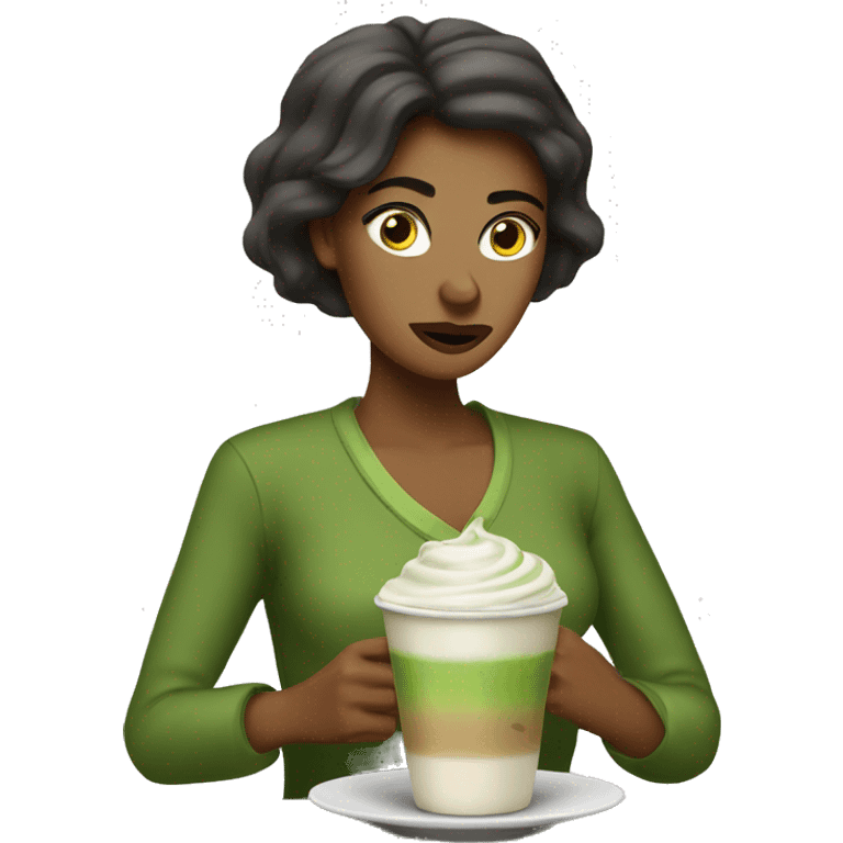 Lady disgusted matcha latte emoji