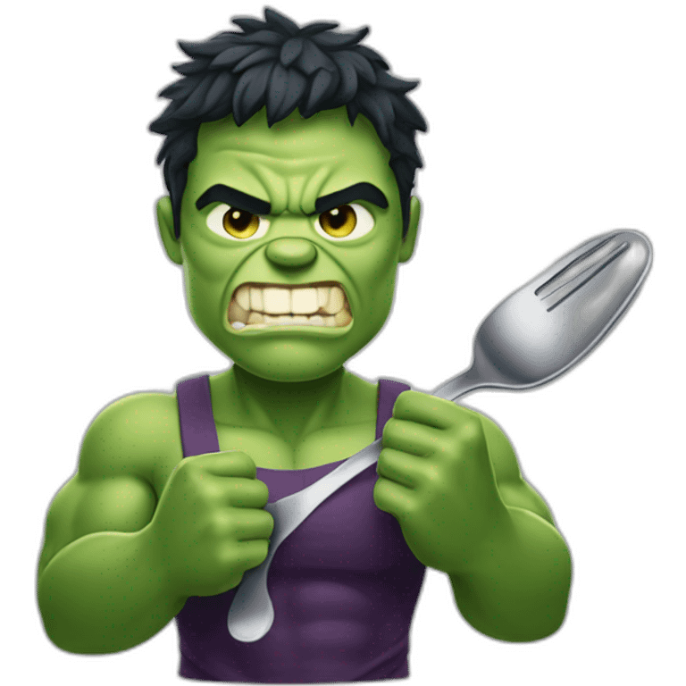 Hulk holding a spoon and fork emoji