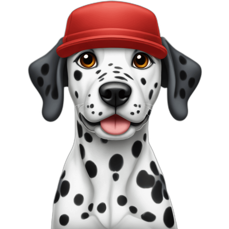 Dalmatian wearing a red hat emoji