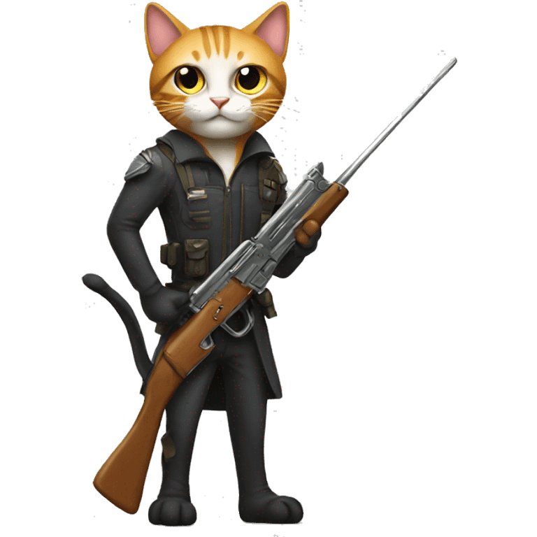 tall cat with weapon emoji