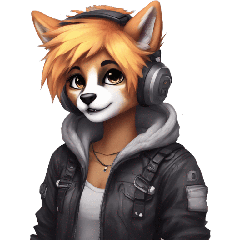 Edgy cute modern punk techwear anthro furry animal sona by Falvie, LiLaiRa, AngieWolf emoji