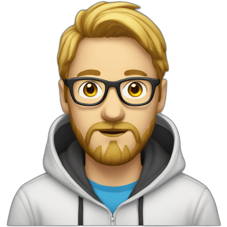 white hacker in the hoodie with nerd glasses and beard emoji