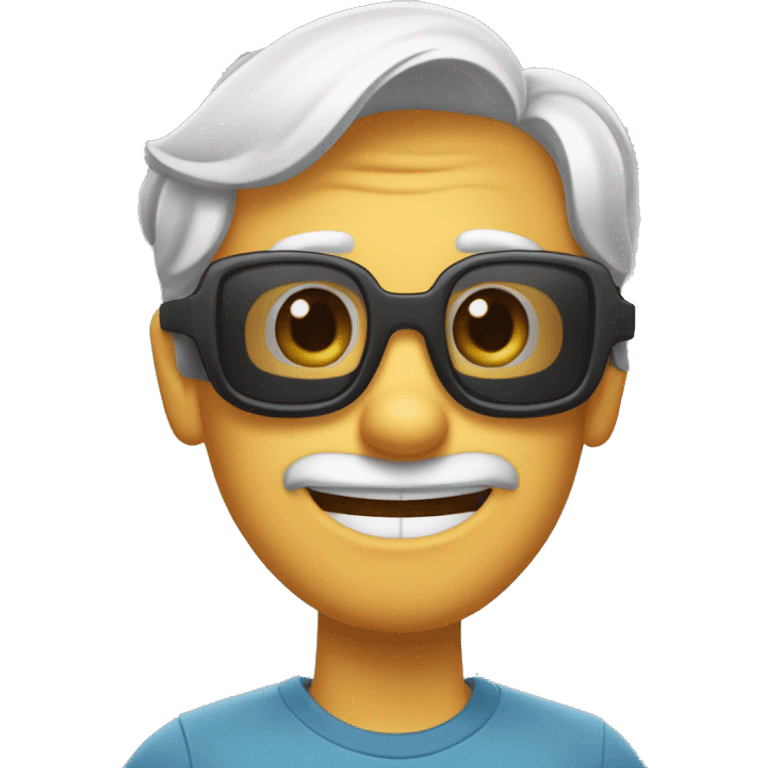 Imagen al estilo Disney Pixar de hombre de 40 años, pelo  canoso, gafas, sin afeitar y complexión fuerte emoji