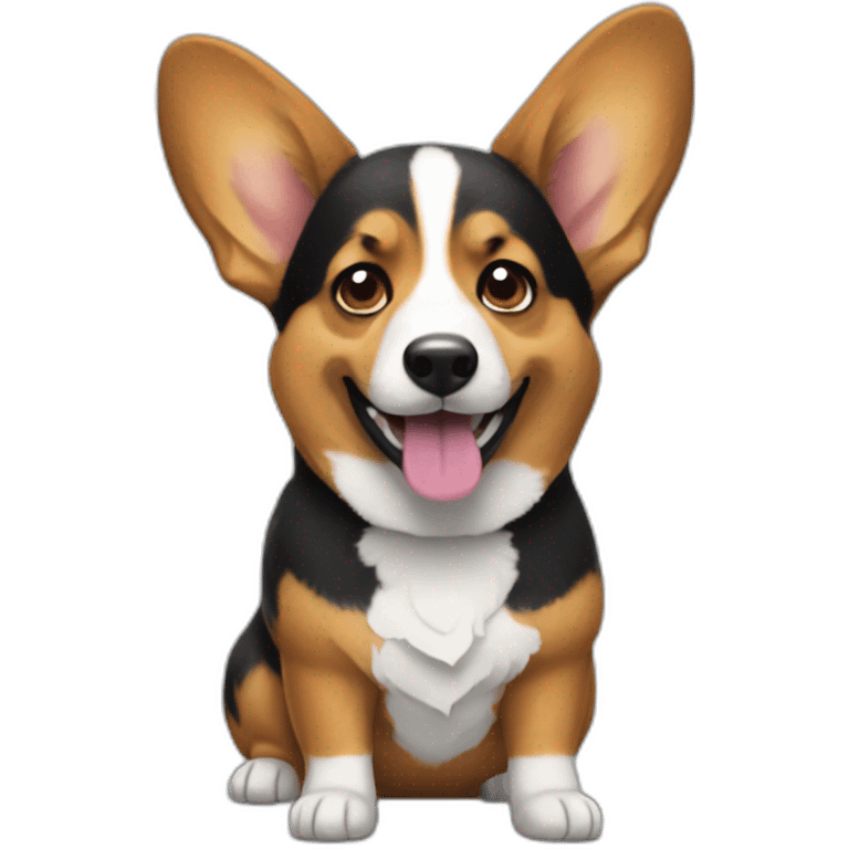 Corgi negro con un fuet emoji