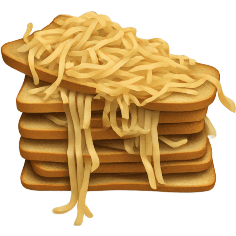 Brown stir-fried noodles between vertically split bread emoji