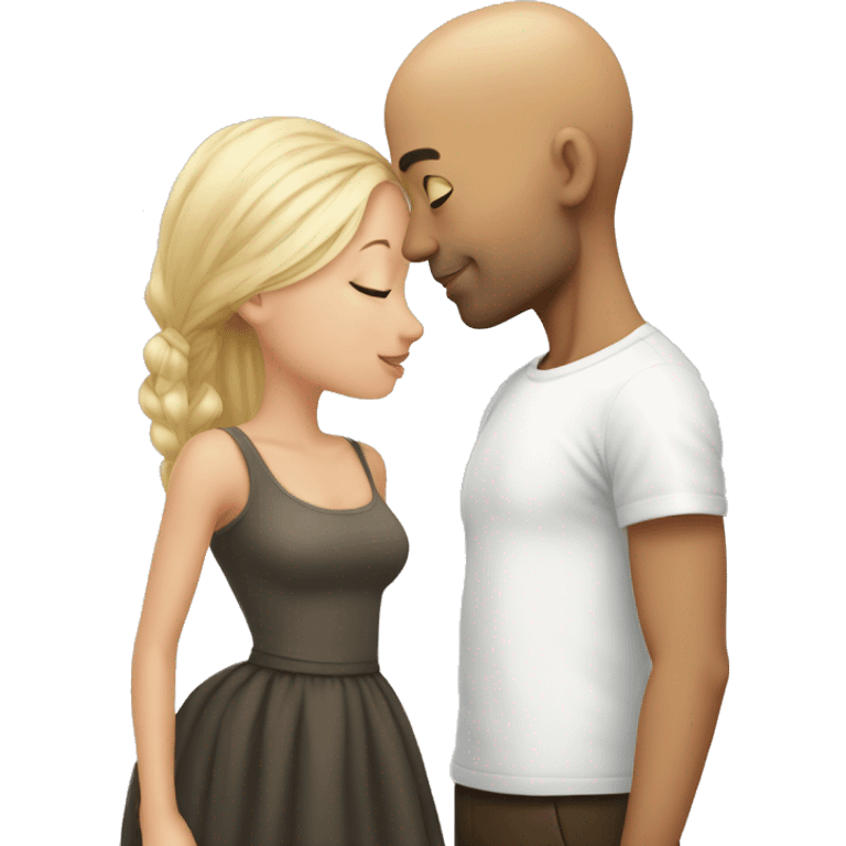 Man with no hair Kissing blonde girl  emoji