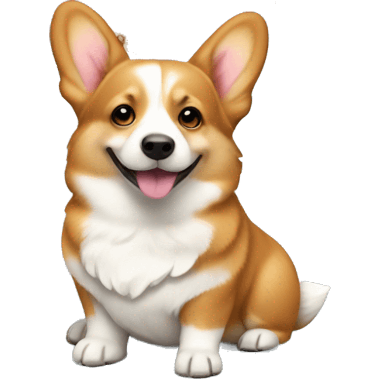 Corgi is sitting in a flower emoji