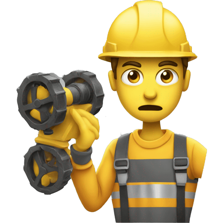 Yellow engineer with an angry face slaping his fac emoji