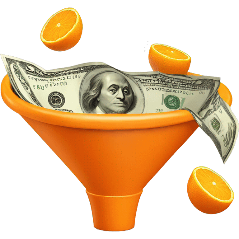 a orange 3d funnel with cash going into it  emoji