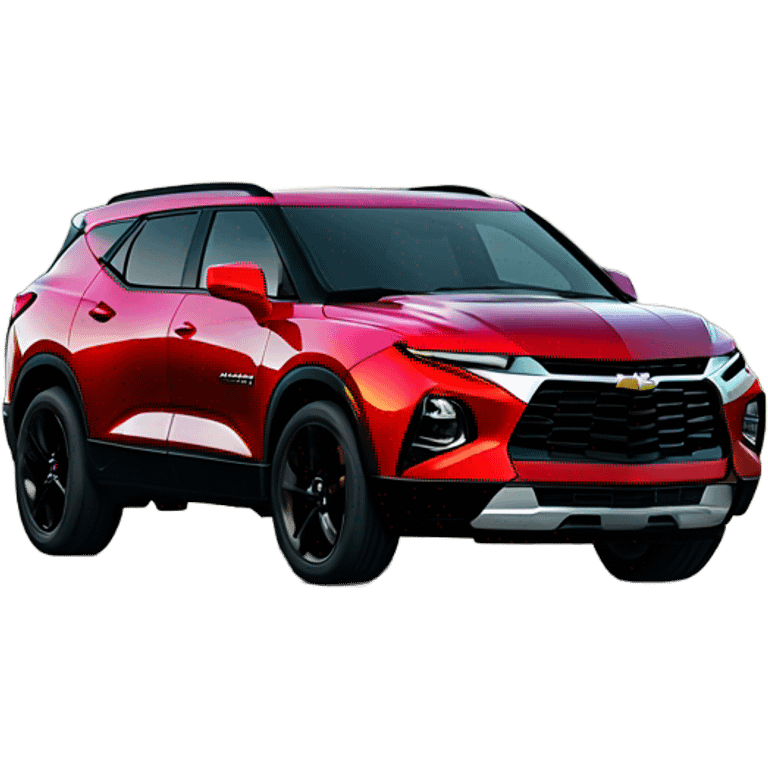 2020 Red Chevrolet Blazer with black wheels, black Chevrolet logo, on the road emoji