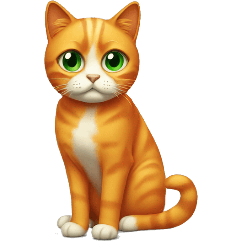 sad looking orange cat with green eyes emoji