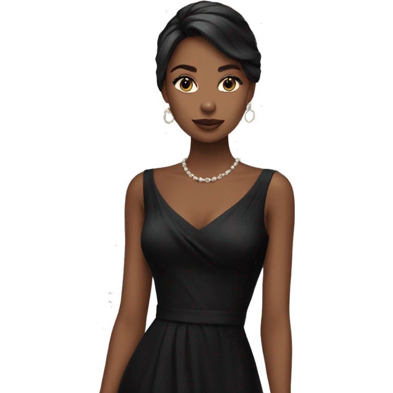 model in black dress emoji