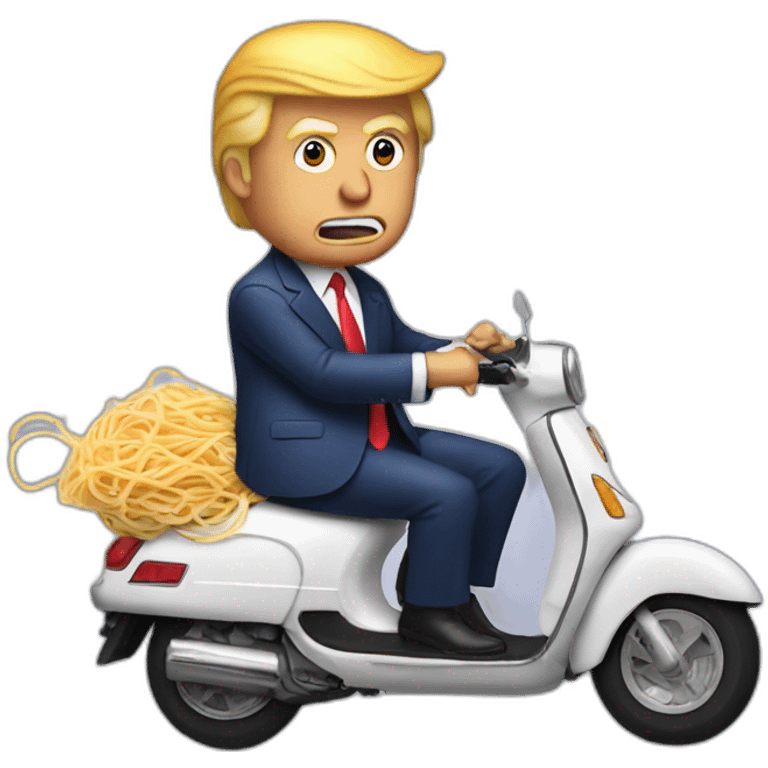 Donald Trump on a scooter eating spaghetti emoji