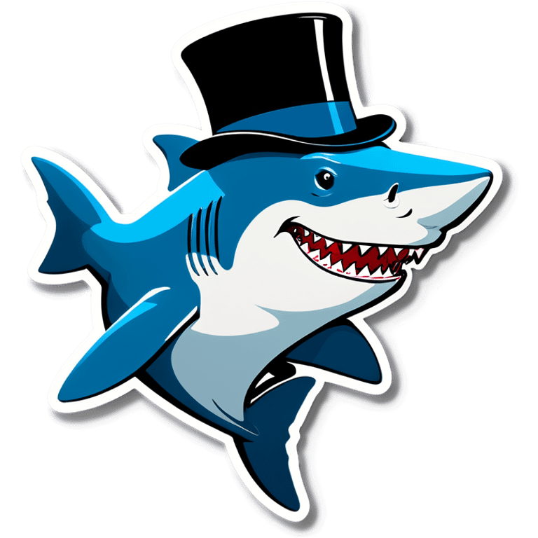 Shark with a top hat emoji