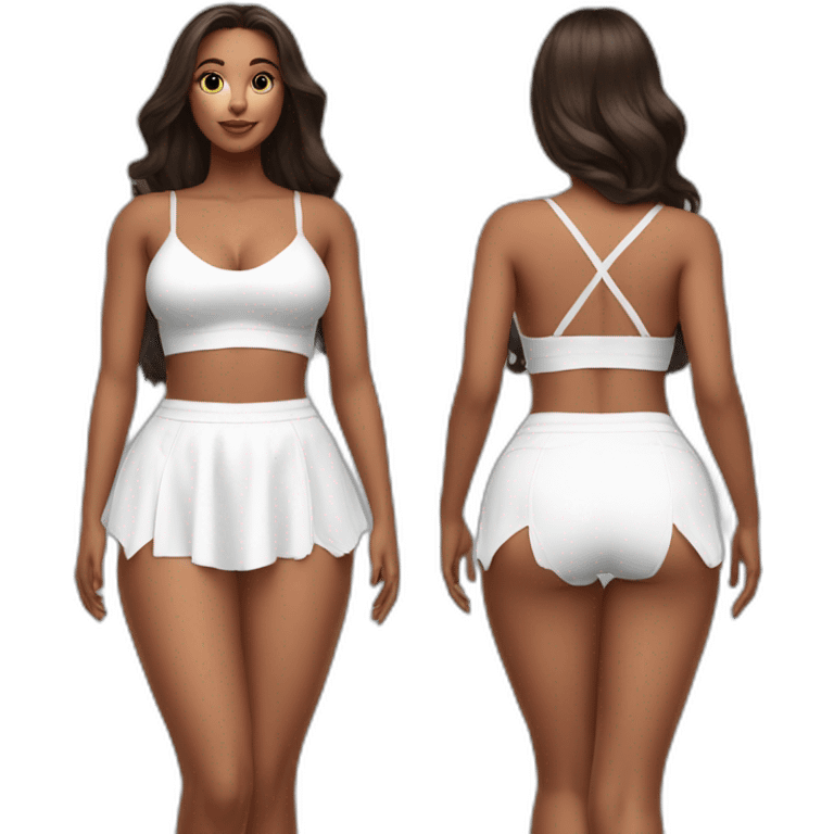 full-body-curvy-beauty-white-knickers-short-wide-skirt rear view emoji