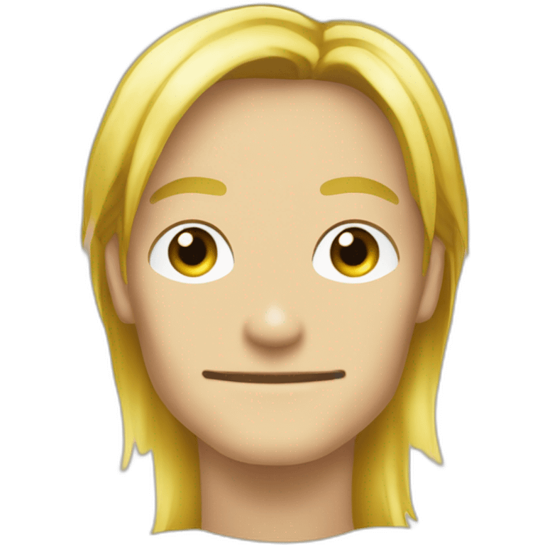 Sanji blond avec meche qui cache oeil droit et sourcils en vrille vers l'interieur du visage yeux bleux emoji