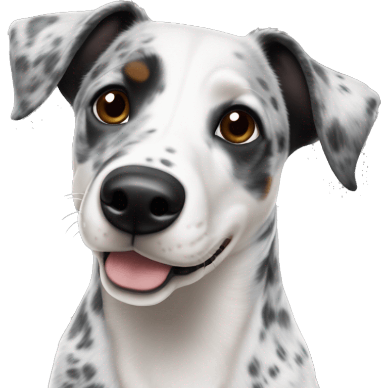 Blue heeler pointer mix black and white floppy ears emoji