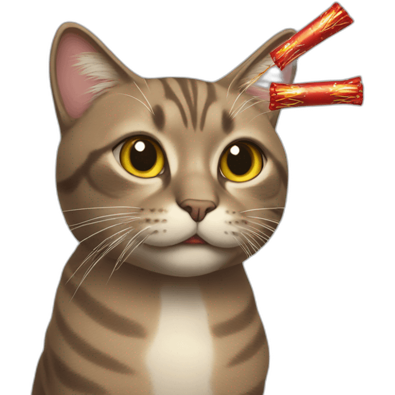 cat with firecrackers emoji