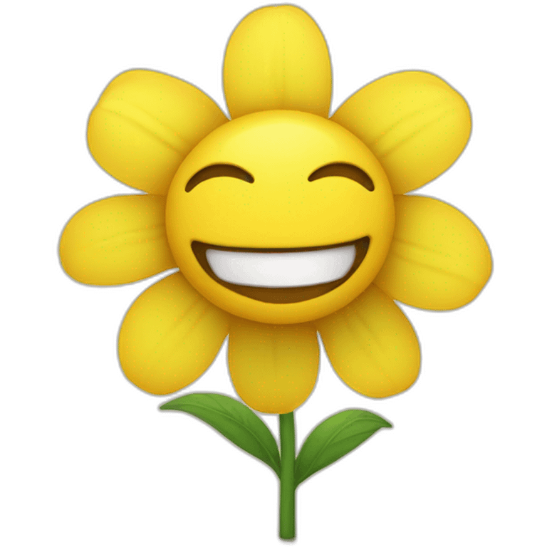 yellow flower with a derpy smily face emoji