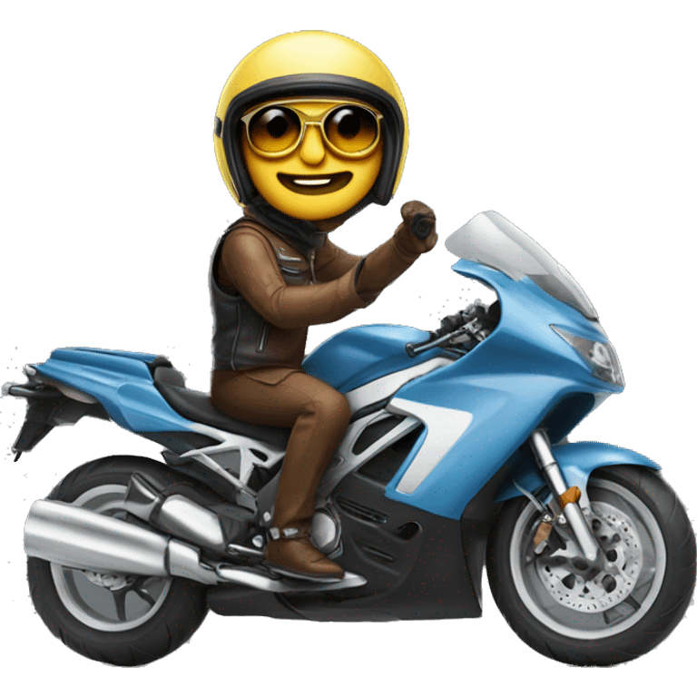 A trttle on a motorbike with a jet helmet nd glases emoji