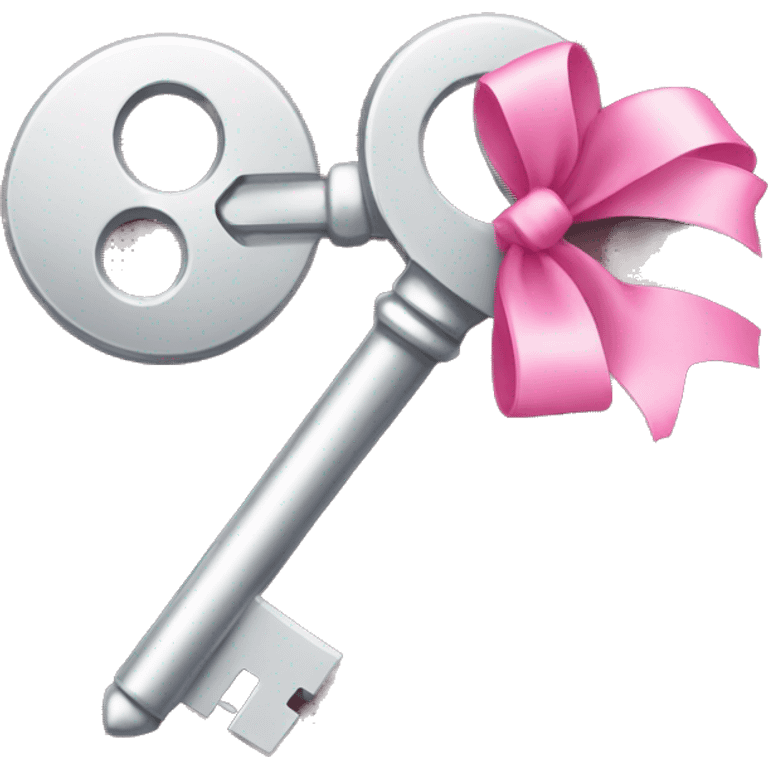 Silver keys with pink bow emoji