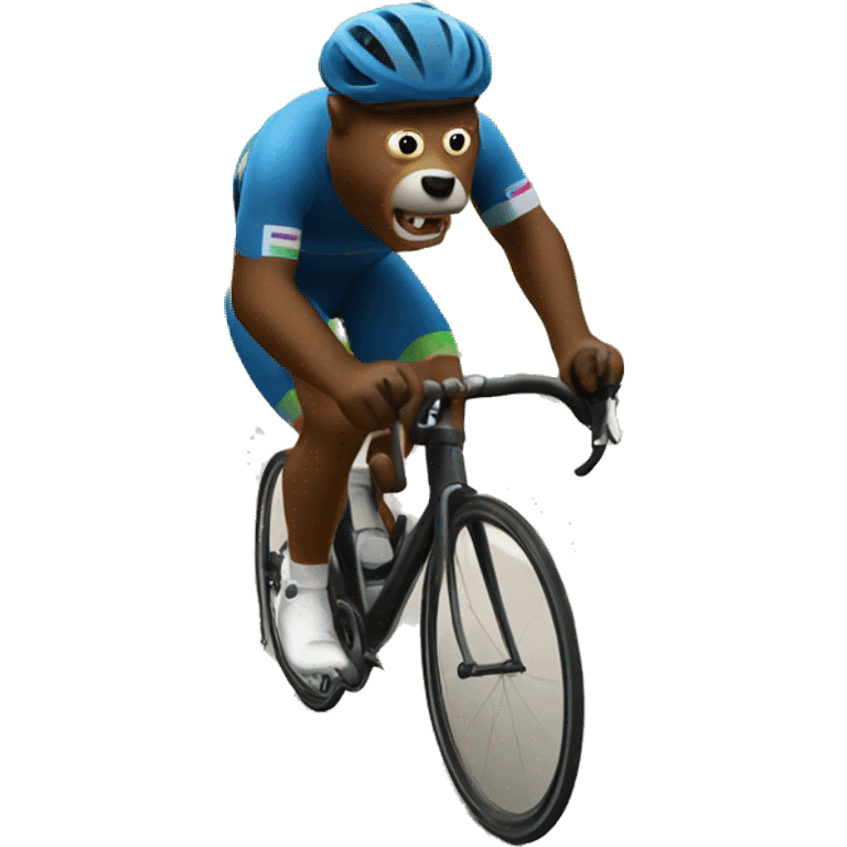 Cyclist chased by a oolar bear emoji