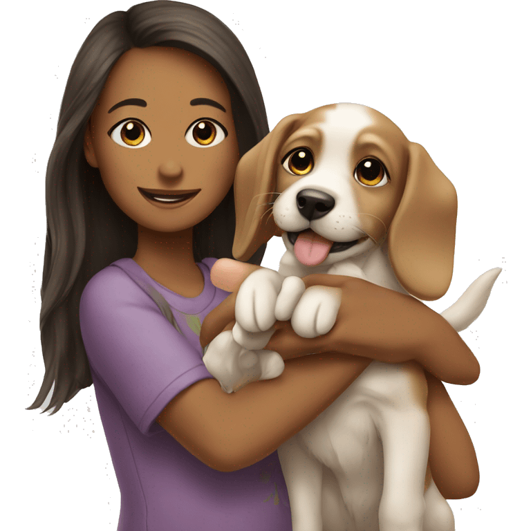 Puppy with girl emoji